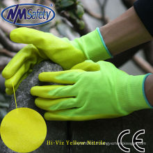NMSAFETY gants de travail de sécurité enduits jaune fluorescent